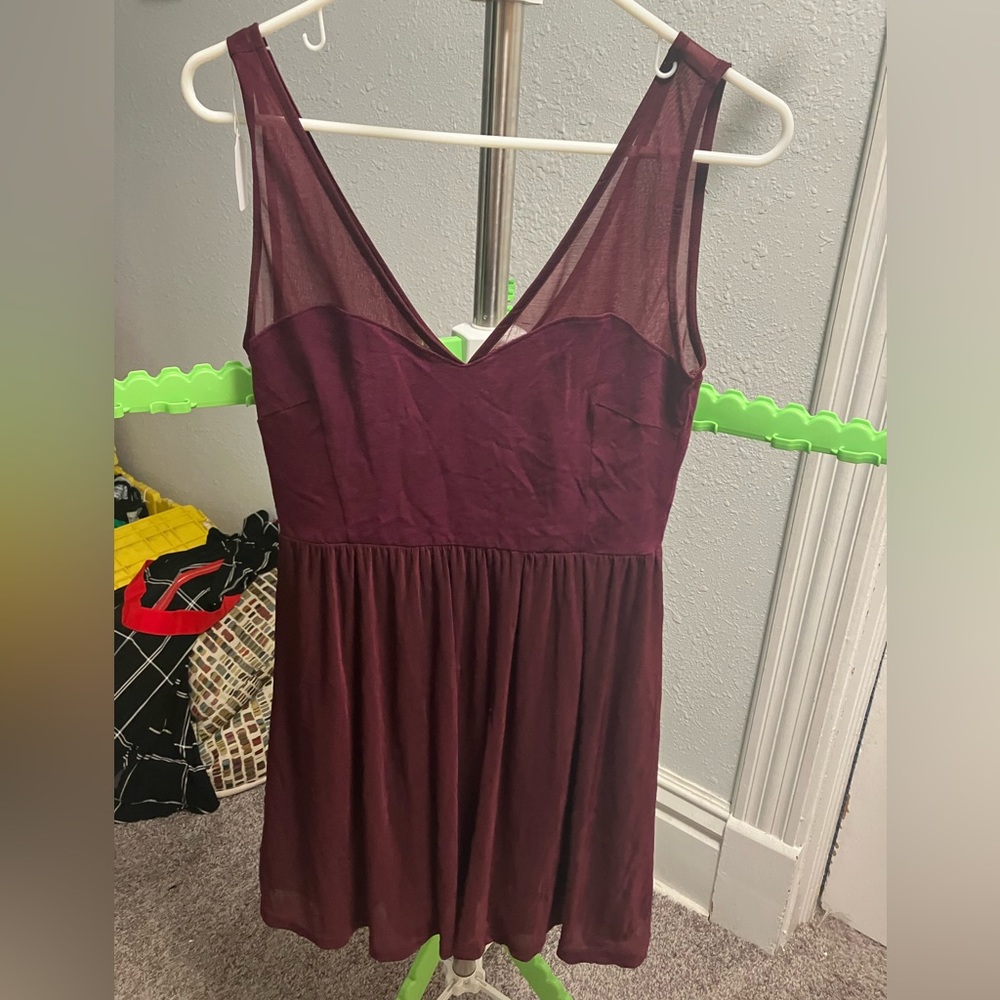 Divided maroon dress